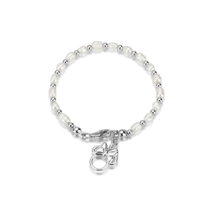 Precious Metal And Freshwater Pearl Minnie Mouse Bracelet